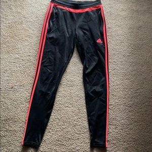 Coral/black adidas pants